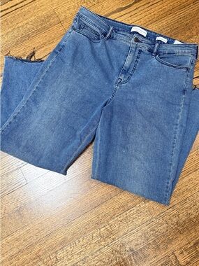 Social Standard by Sanctuary High Rise Crop Straight Jeans Size 14 Raw Hem